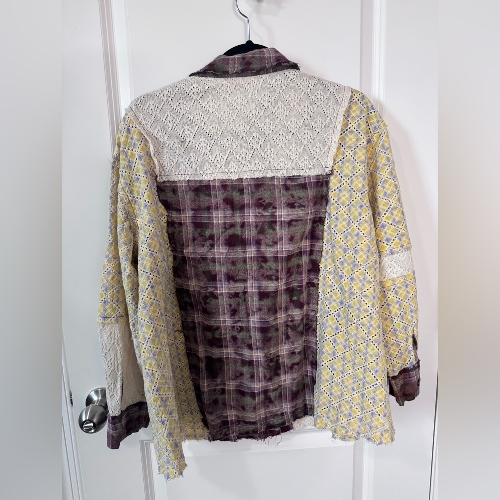 NWOT-POL Plaid and Lace Top with Studded Accents-Small - Picture 4 of 4